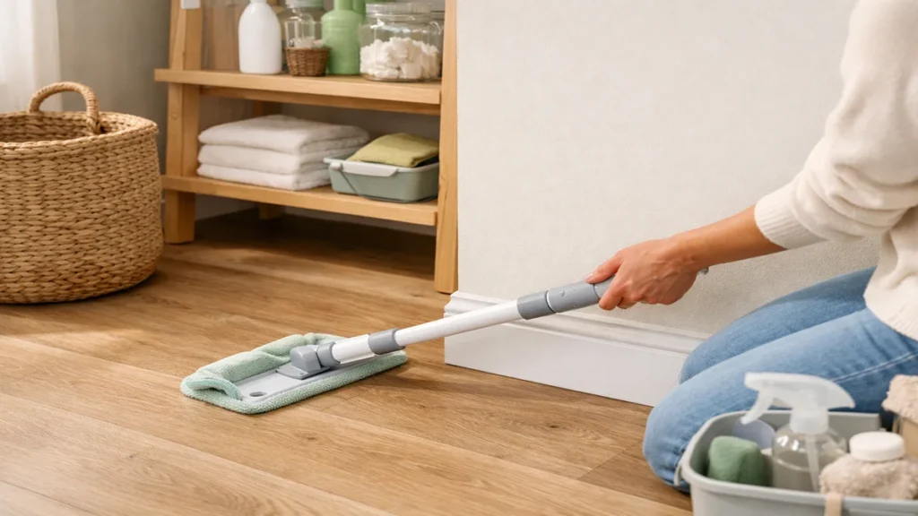 baseboard cleaning hack - lifestyle photo in real-world setting