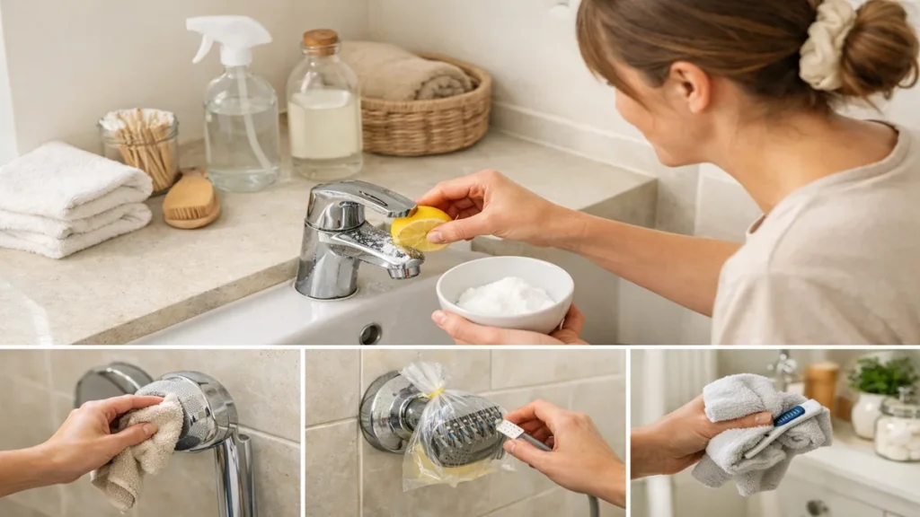 bathroom cleaning hacks - lifestyle photo in real-world setting