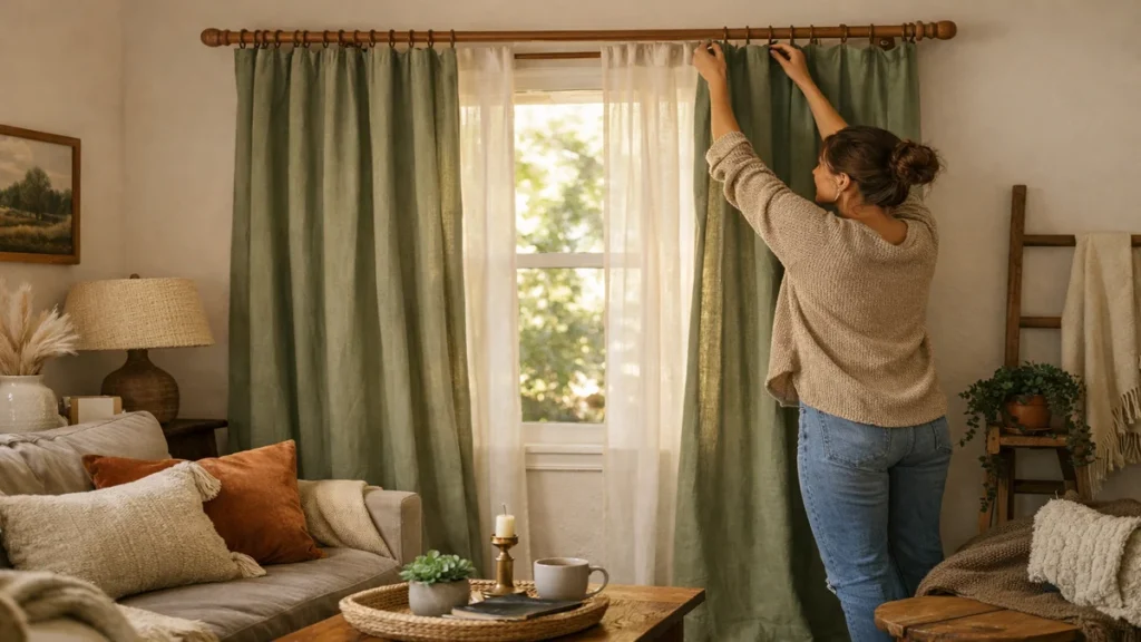 curtain hanging tips - lifestyle photo in real-world setting