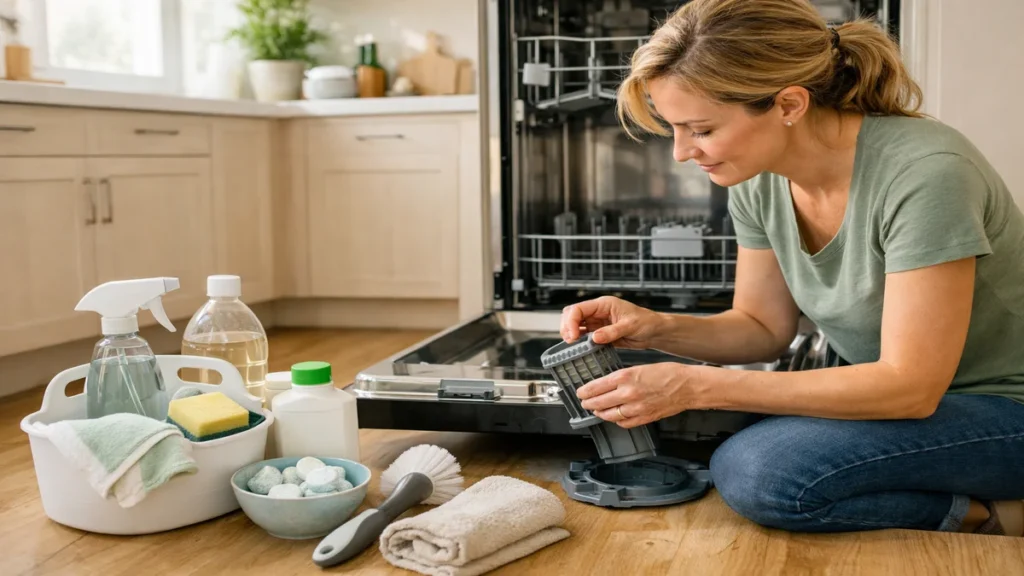 dishwasher cleaning and maintenance - lifestyle photo in real-world setting