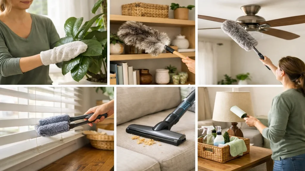 dusting hacks for home - lifestyle photo in real-world setting