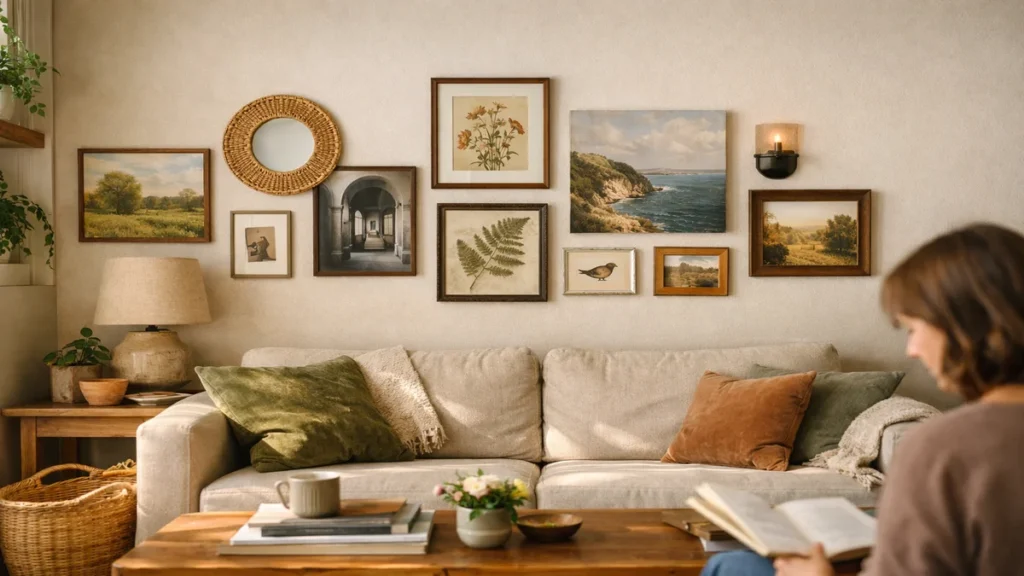 gallery wall ideas for living room - lifestyle photo in real-world setting