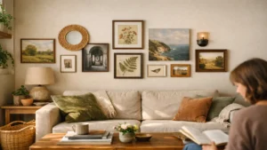 gallery wall ideas for living room - lifestyle photo in real-world setting