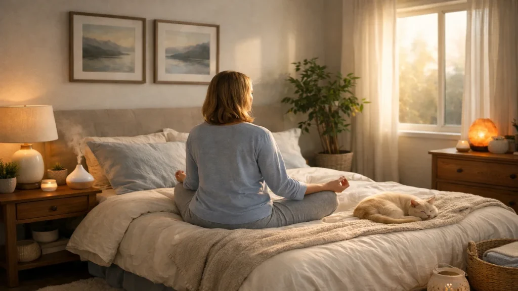 how to decorate bedroom for better sleep - lifestyle photo in real-world setting