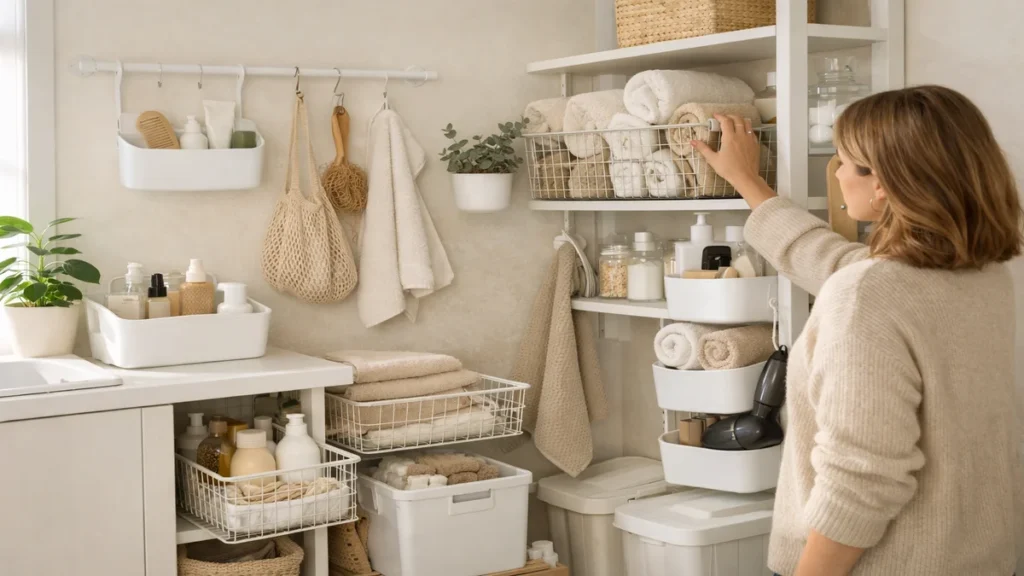 ikea bathroom storage hacks - lifestyle photo in real-world setting