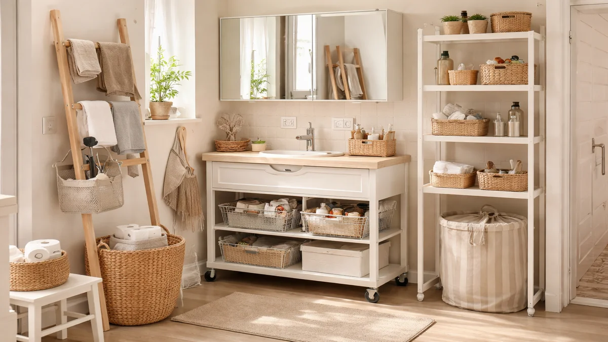 ikea bathroom storage hacks - professional product photography