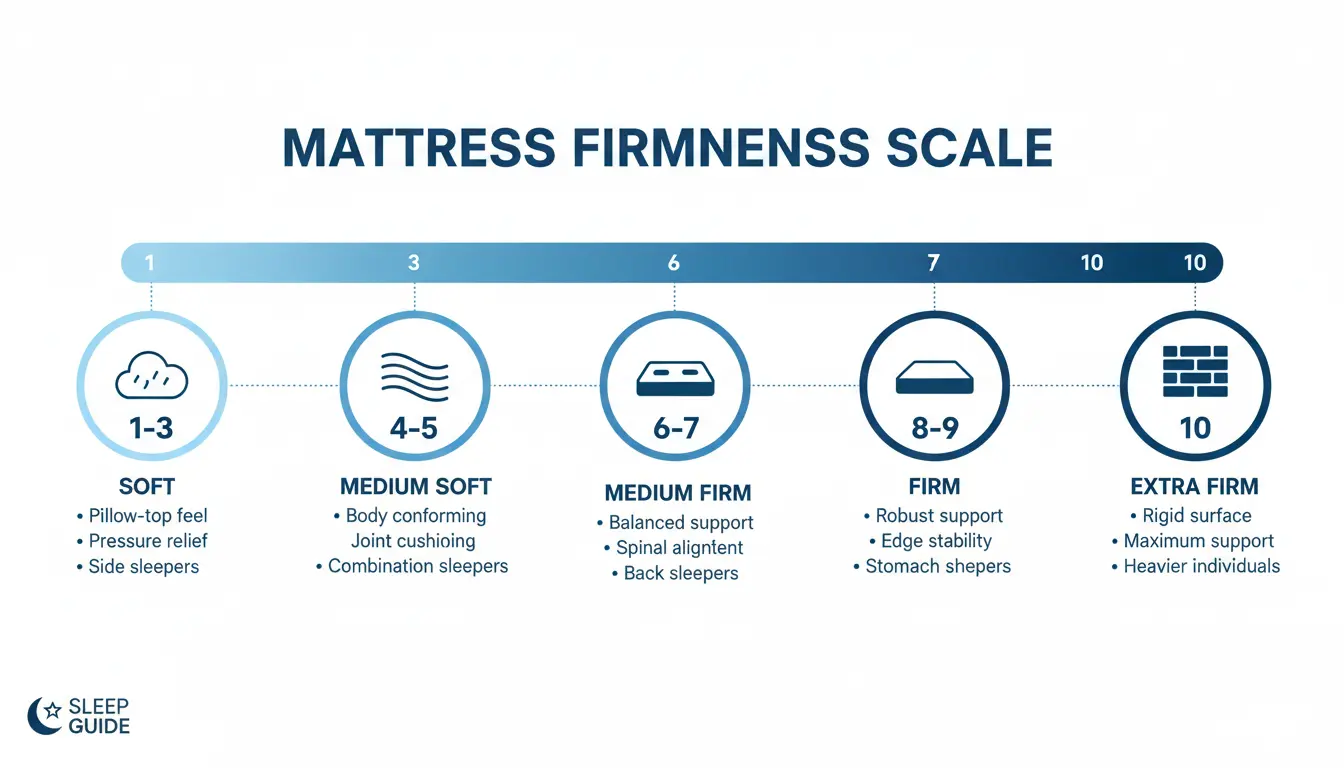 mattress firmness scale for side sleepers showing a comfortable medium range