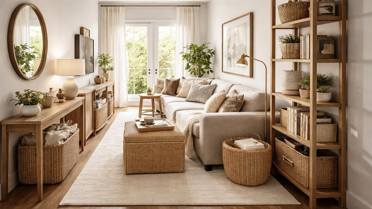 narrow living room layout fix - professional product photography