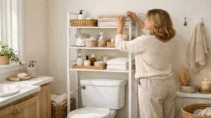 over toilet storage ideas - lifestyle photo in real-world setting