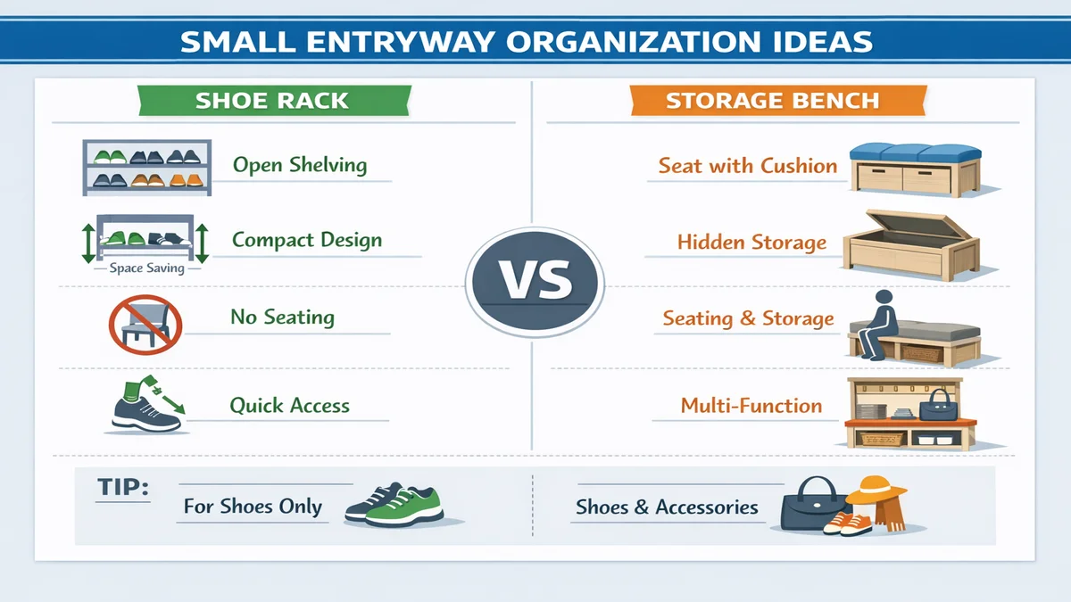 small entryway organization ideas - comparison chart showing different options