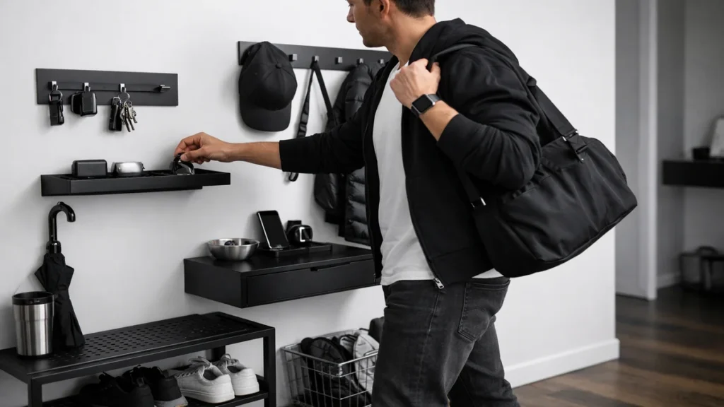 small entryway organization ideas - lifestyle photo in real-world setting