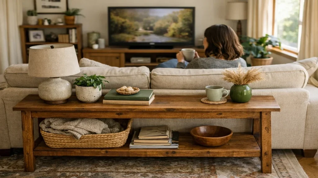 sofa table behind couch - lifestyle photo in real-world setting